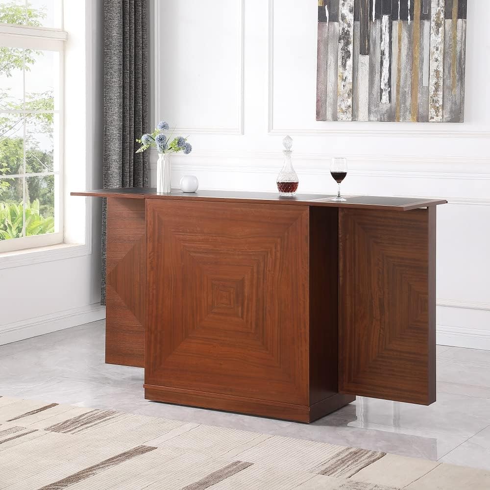 Proman Products California Foldable Cabinet Wine Bar, 37.5" W x 21.5" D x 42" H, Walnut