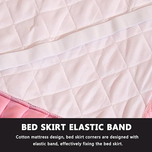 Miniatura 5 de Juego de colcha acolchada de terciopelo de lujo de 3 piezas con volantes, tamaño King, con 2 fundas de almohada de 18 pulgadas, caída de polvo