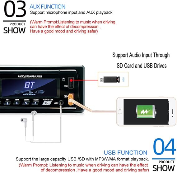 Car Radio Audio Single Din Short Dual USB Car Bluetooth MP3 Player with Remote Control Supports FM/ MP3/USB/SD/MMC/AUX/EQ/Hands-Free Calling