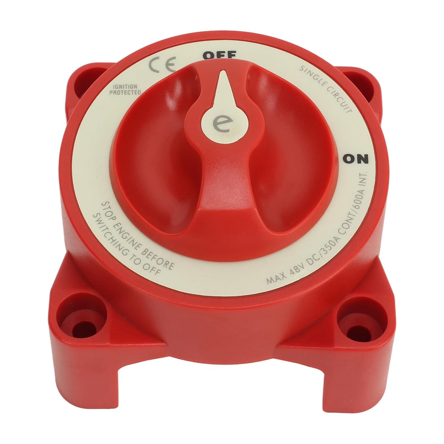 Battery Disconnect Switch 350A 48V 2 Position Bolt Red Heavy Duty Safety Type Marine Battery Selection Switch Suitable for RV, Marine, and Automotive Batteries 9003E (9004E)