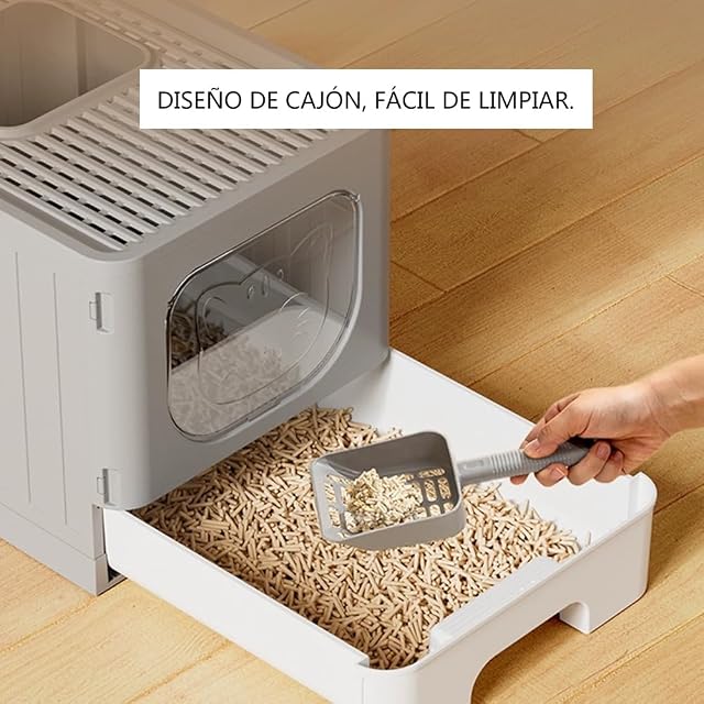 Foto 2 de 8 de Arenero Cerrado Sanitario Gato arenero para Gatos arenero para Gatos Grande 47 * 37.5 * 37cm Gris