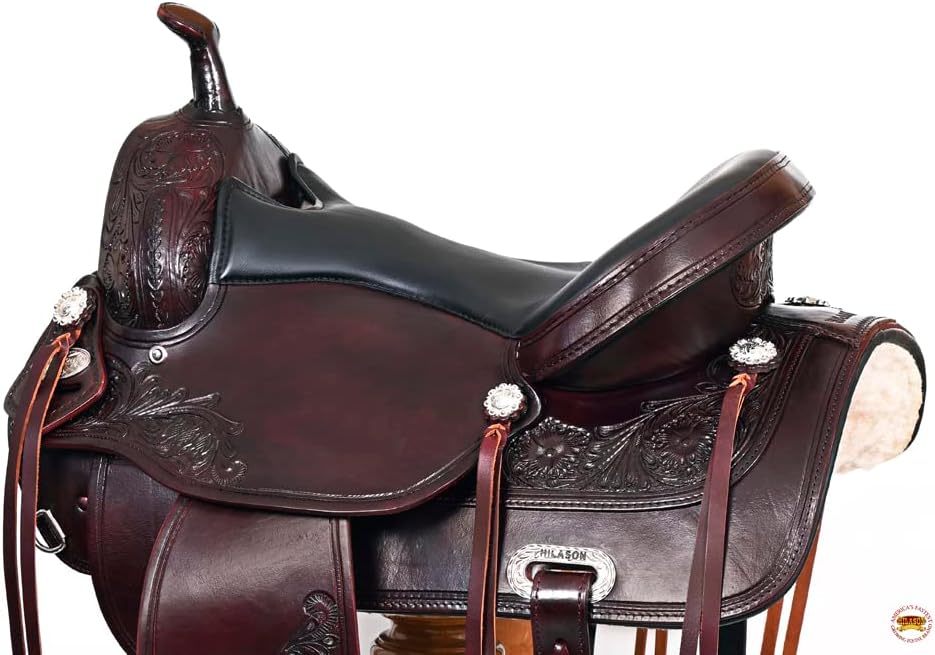 HILASON Western Horse Saddle American Leather Treeless Trail Pleasure | Barrel for Horses