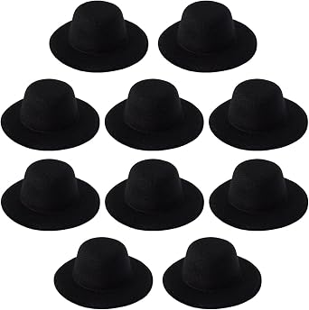 10 pcs black Mini formal hats Miniature Hats for DIY Crafts Hair Accessories decorate3.9"/10cm