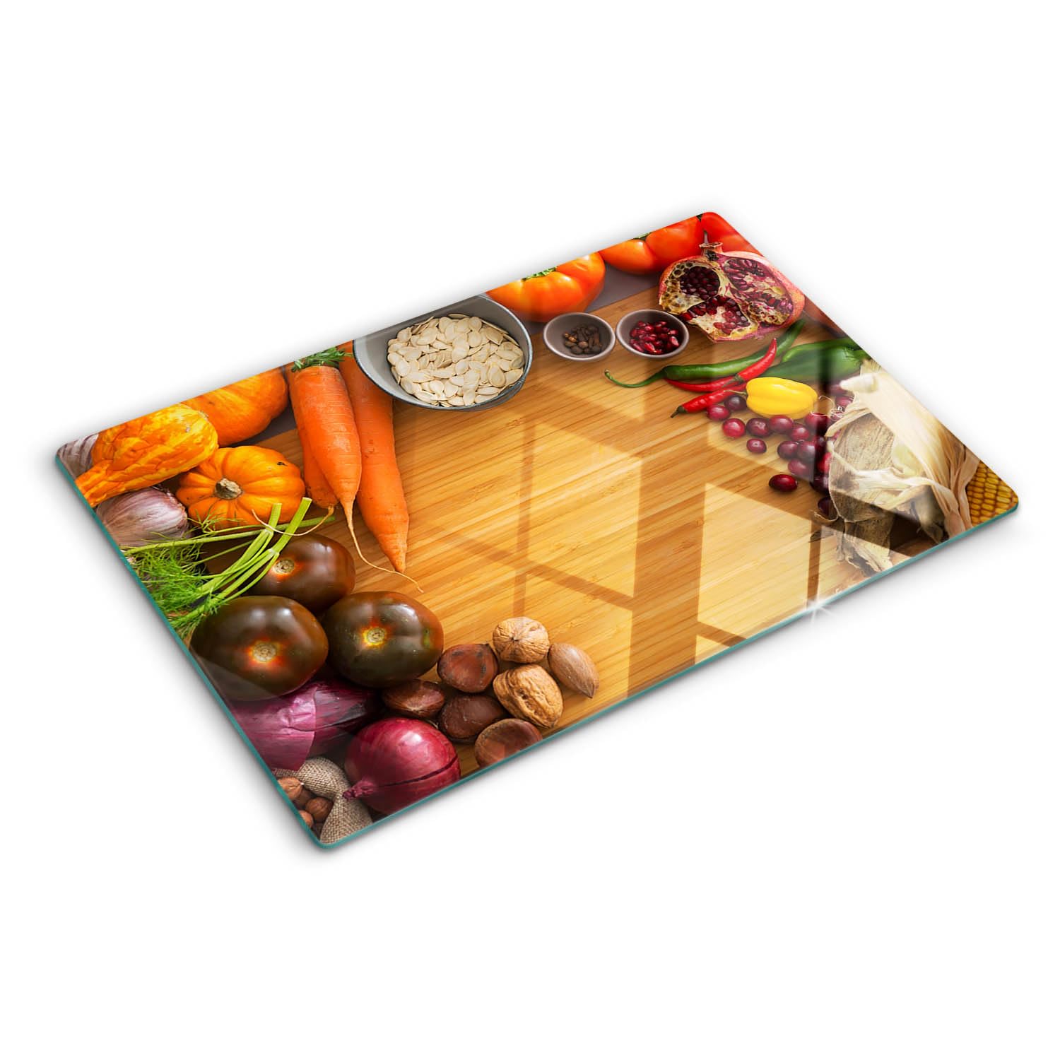 Planche à découper en verre 80x52cm Tulup protège-plaque induction motif légumes