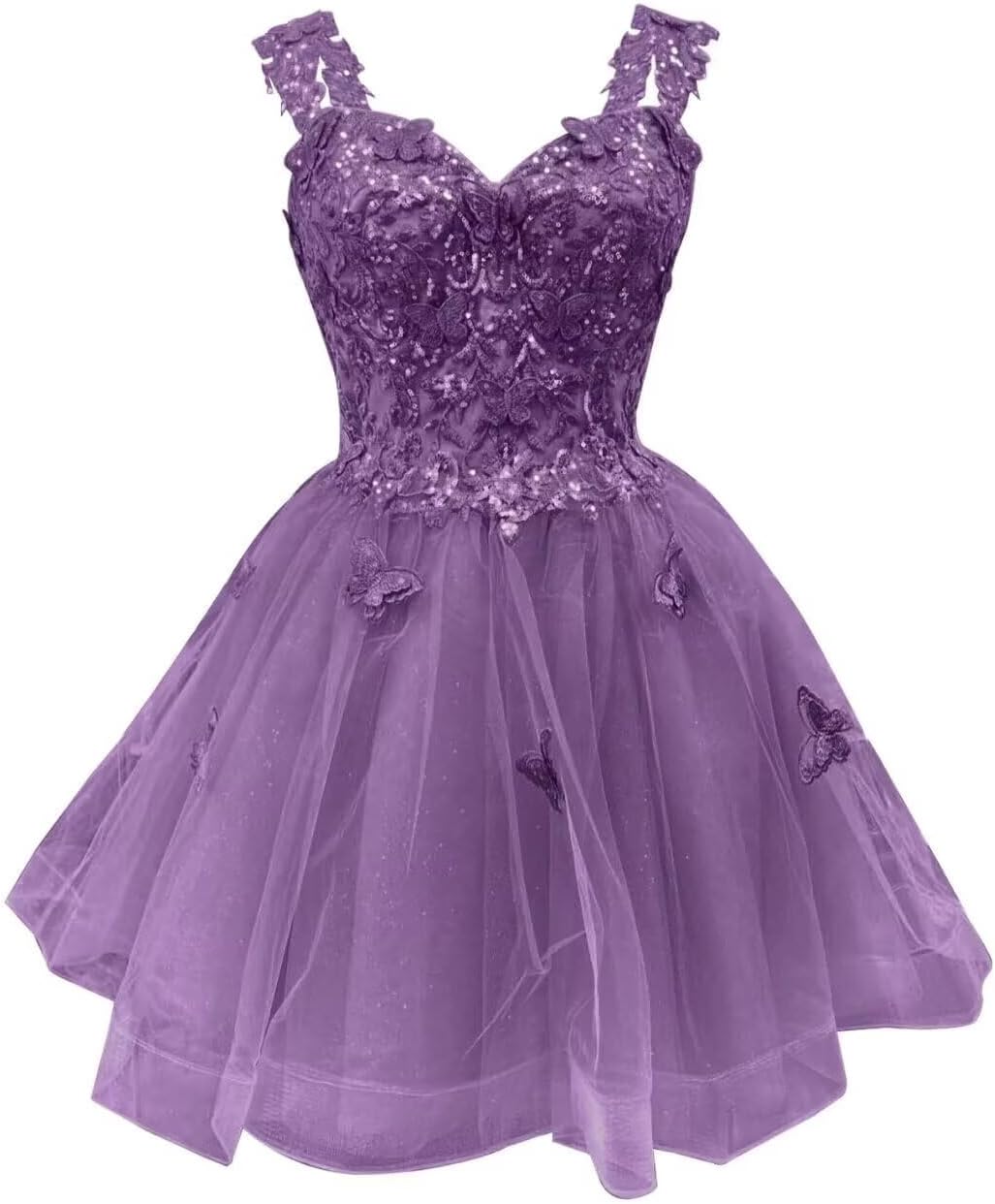 Yuxin Mauve Off Shoulder Lace Homecoming Dresses Short 3D Butterfly Prom Dress Tulle DAMA Quinceanera Cocktail Dress Us4