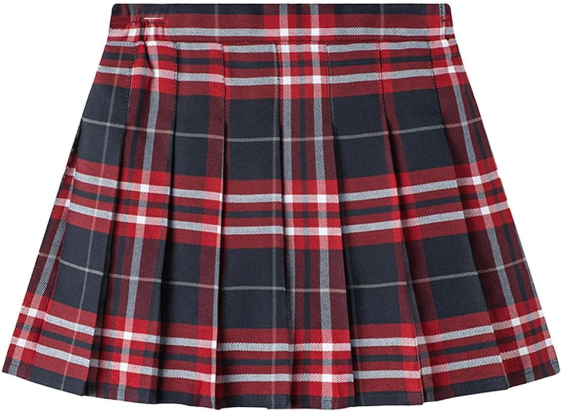 2 Pcs Kids Girls Long Sleeve Button Up School Uniform Shirts With Skirt Set Outfit