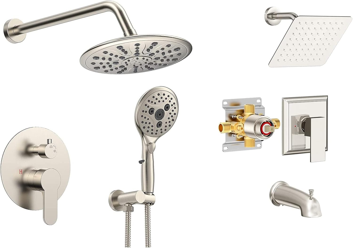 9 Inch Rainfall Shower Faucet Set Complete and 8 Inch Shower Faucet Set