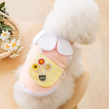 Pet Clothes Cute Dog Vest Lovely Sunflower Dog Shirt Breathable Pet T-Shirt Puppy Clothes Shirt for Pet Pink, X-Small