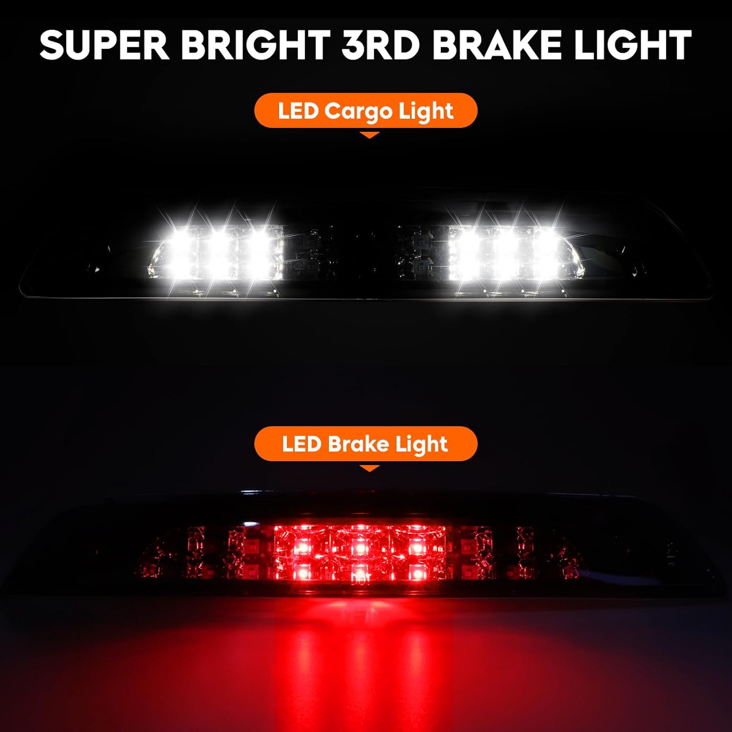 Tail Light + 3rd Third Brake Cargo Lamp for 2014-2018 Toyota Tundra, High Mount Stop Light Rear LED Taillight Assembly, 815500C100 815500C101 TO2800193 TO2801193 815600C100 815600C101