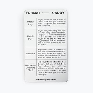 Format Caddy Golf Bag Tag Accessory - Comprehensive Reference Guide & Training Aid - Shoot Lower Scores & Have More Fun- Caddy Cards, White