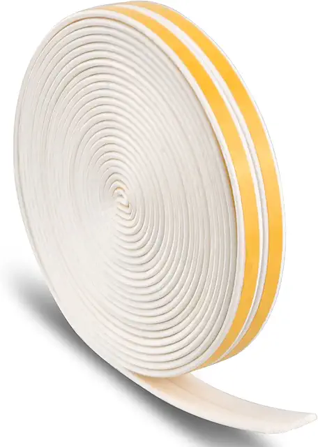 Cinta Aislante para Puertas y Ventanas - Espuma Autoadhesiva 12m, 9x2mm, Blanca