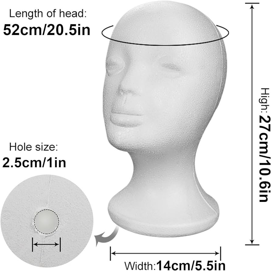 Amazon.co.jp: マネキンヘッド モデル 白い女性の発泡スチロールの