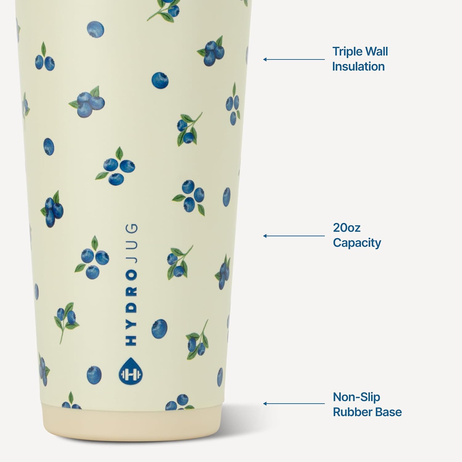 HydroJug Everyday Tumbler 20 oz, Ceramic-Lined Straw Cup, Freshly Pick'd