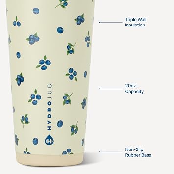 HydroJug Everyday Tumbler 20 oz, Ceramic-Lined Straw Cup, Freshly Pick'd