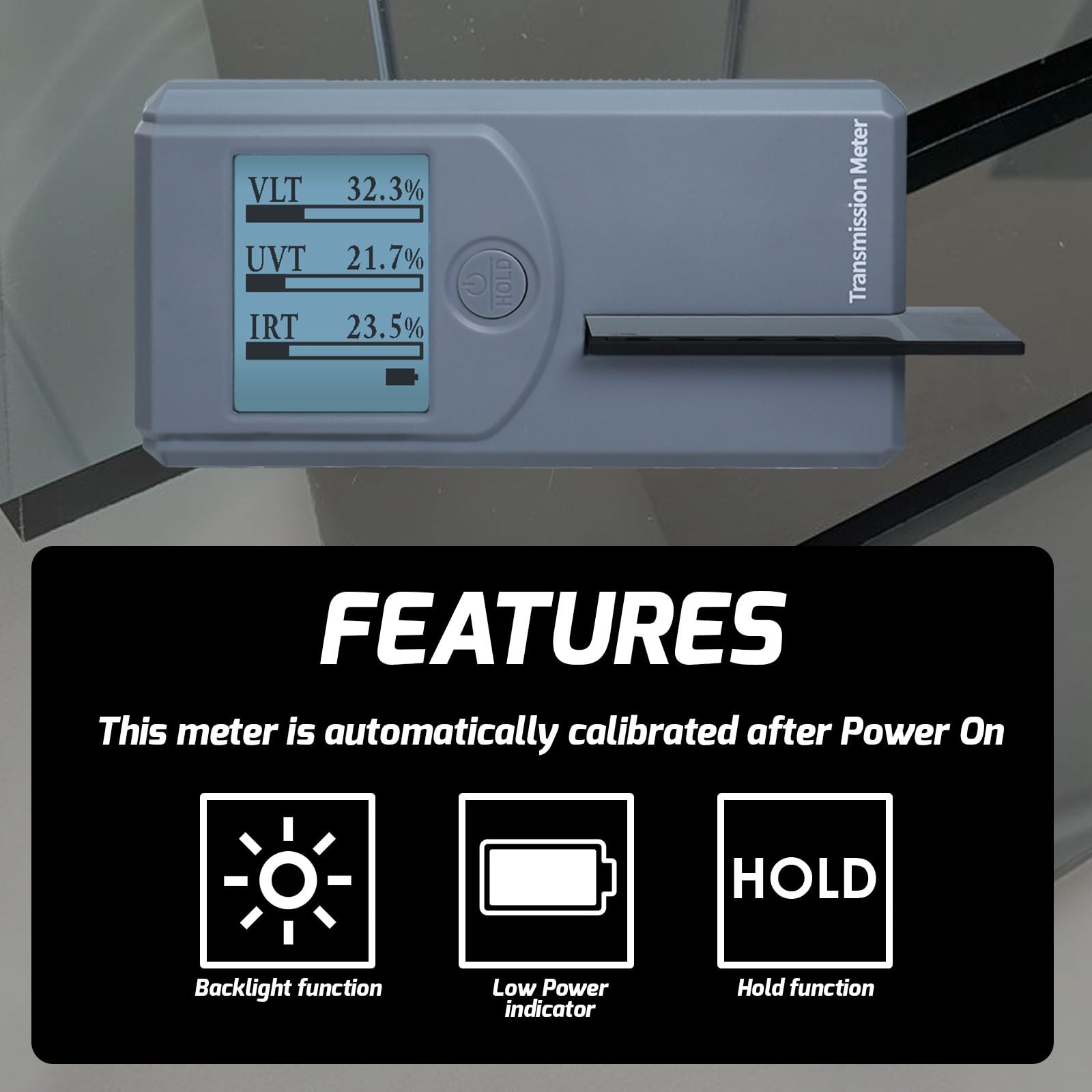 Teinte pour fenêtre UV, IR et lumière - Longueur d'onde de 940 nm/1400 nm - Avec auto-étalonnage et rotation automatique - Pour test de film solaire, de verre et de matériaux