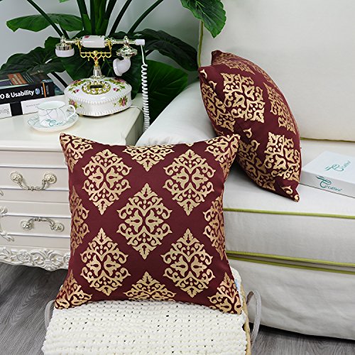 Calitime DSC0366L-DOUBLE Pack Of 2 Soft Jacquard Throw Pillow Covers Cases thumb #3