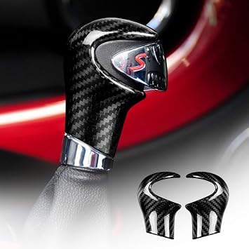KUNGKIC Real Carbon Fiber Car Gear Shift Cover Sticker Interior Trim for Mini Cooper R55 R56 R57 R58 R59 R60 Countryman R61 AccessoryBlack