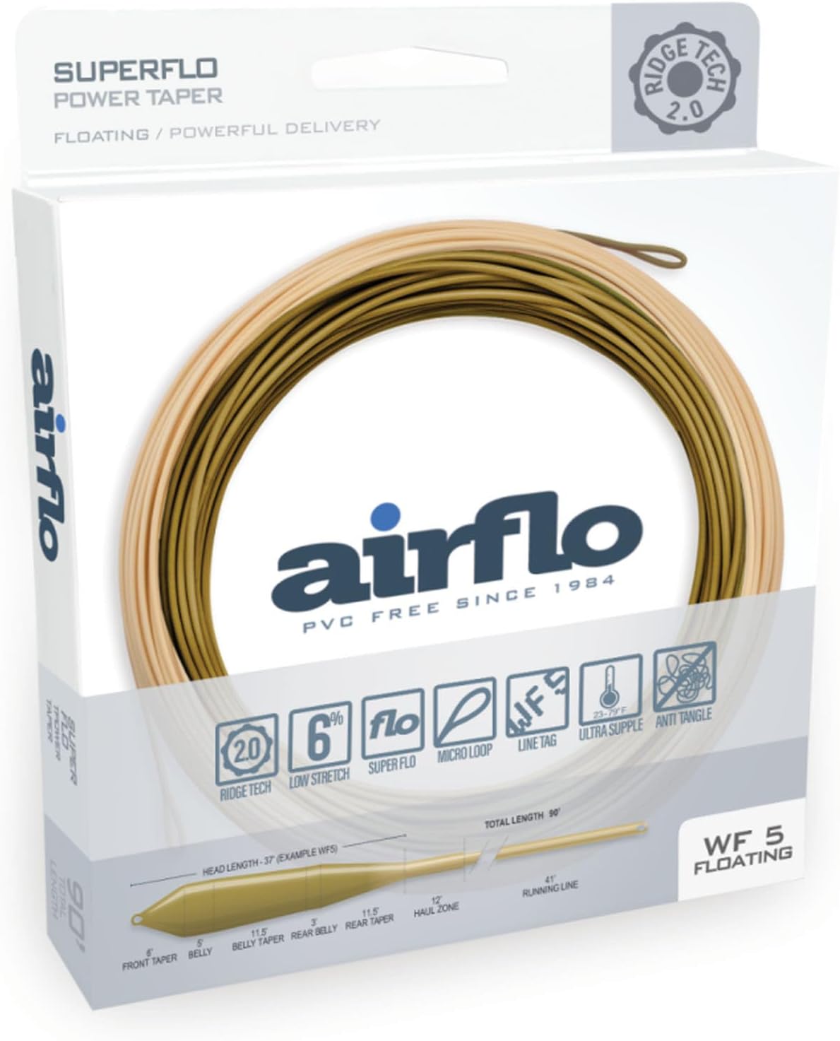 AIRFLO Ridge 2.0 SUPERFLO Power Taper WF7, Camo Green / Caddis