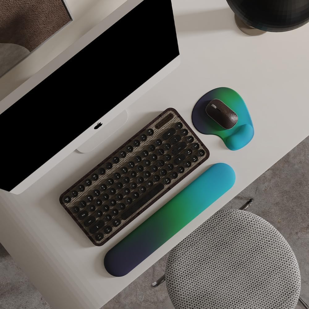 Office Mousepad with Gel Wrist Support - Ergonomic Gaming Desktop Mouse Pad Wrist Rest - Design Gamepad Mat Rubber Base for Laptop Computer -Silicone Non-Slip Special-Textured Surface (12AuroraB) - art Series