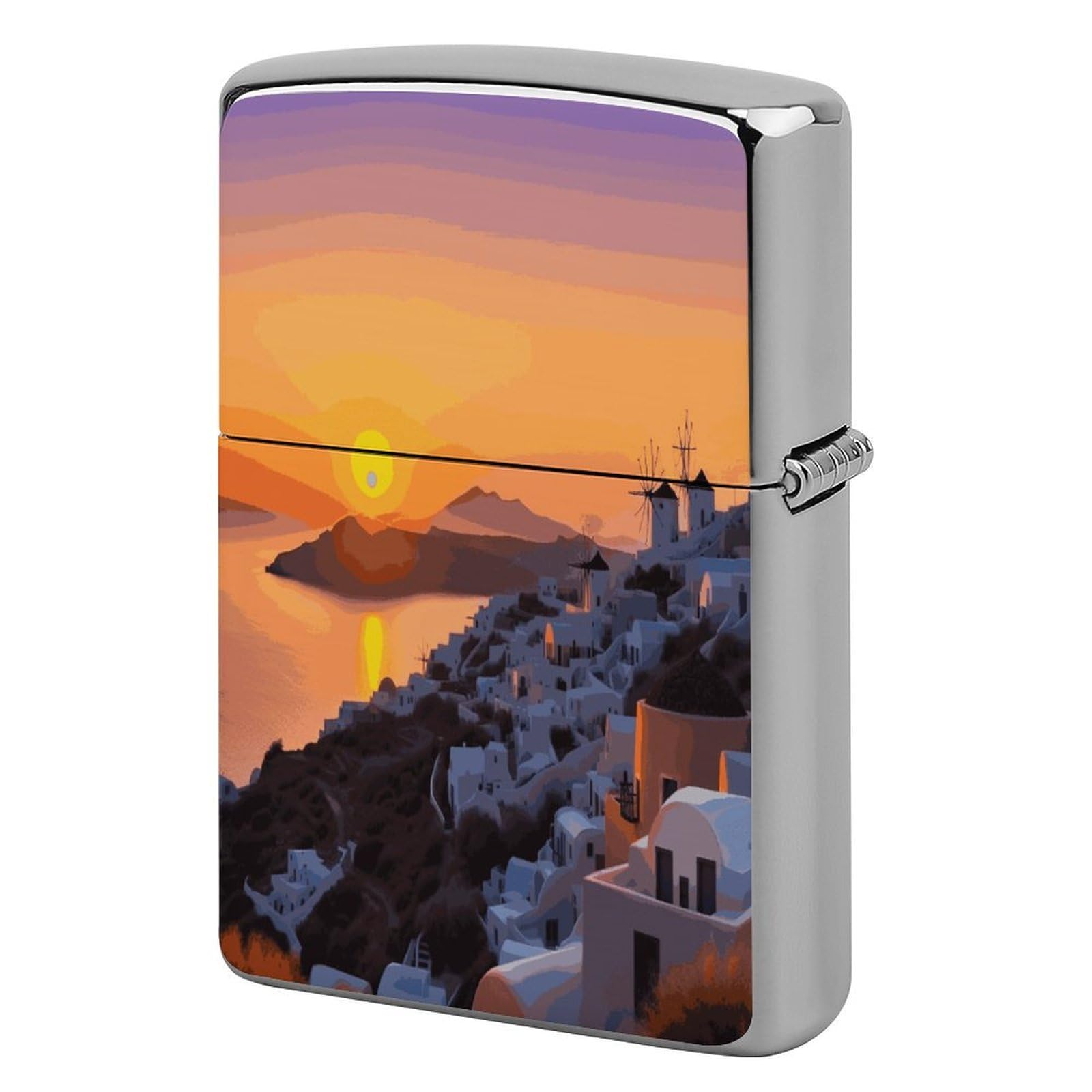 Fekiloot Style Greece Island Sunset Landscape Lighter Case Cover Lighter Holder