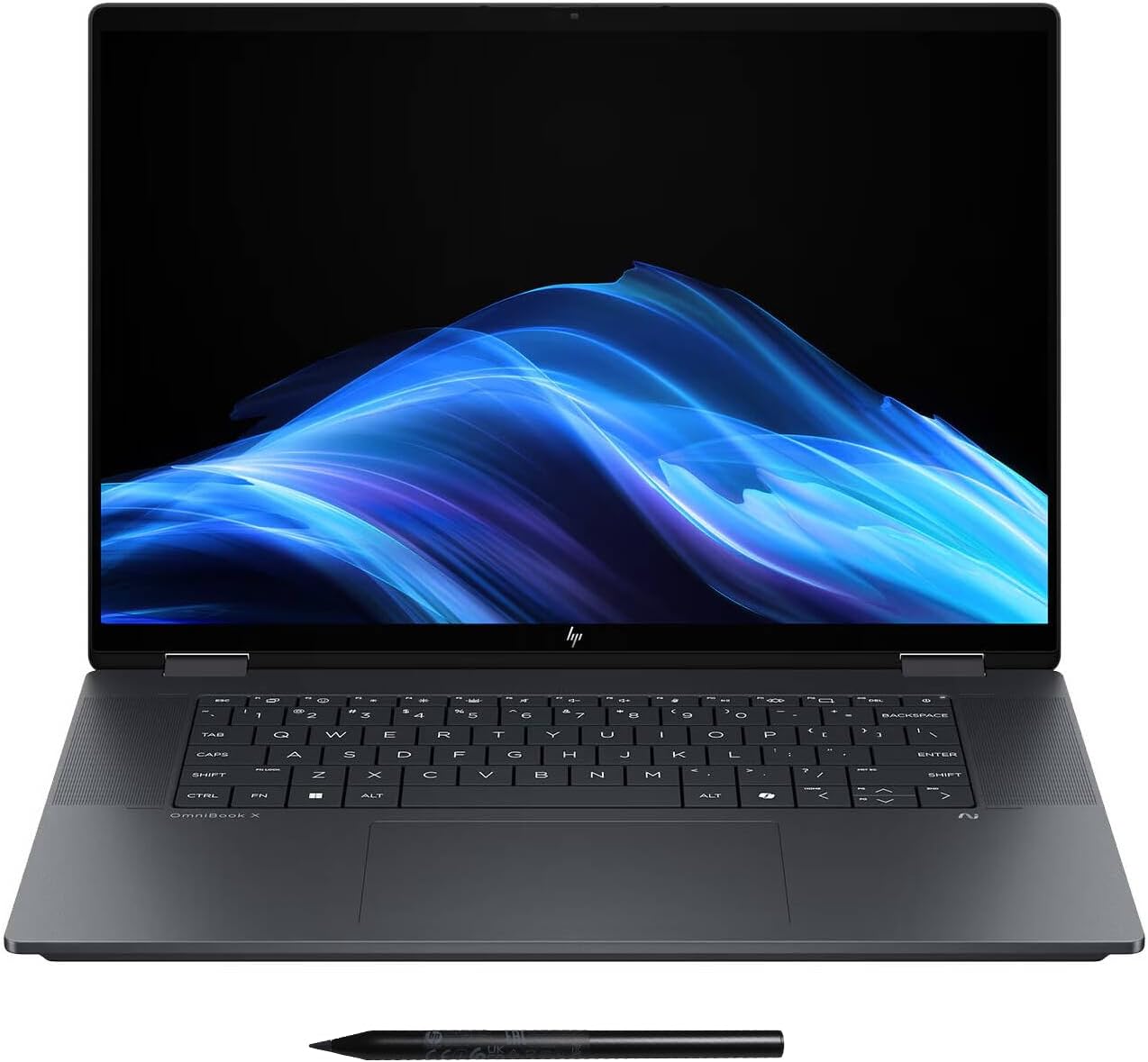 Mavark HP OmniBook X Flip Copilot+ PC 16" 3K OLED Touch Laptop Intel Core Ultra 9 Super-Fast Gen 5 SSD Active Pen 2 Years CPS Warranty Win 11 Pro (4TB GEN 5 SSD|32GB RAM)