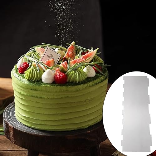 Miniatura 5 de Raspador de acero inoxidable de 8.6 pulgadas para tartas, raspador de metal para nivelador más suave para tartas, peine para decoración de pasteles,