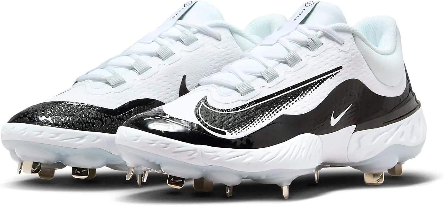 Nike Men's Alpha Team Huarache Elite 4 Low Metal Baseball Cleats (FD2745-101, White/Black/Black) - Image 6