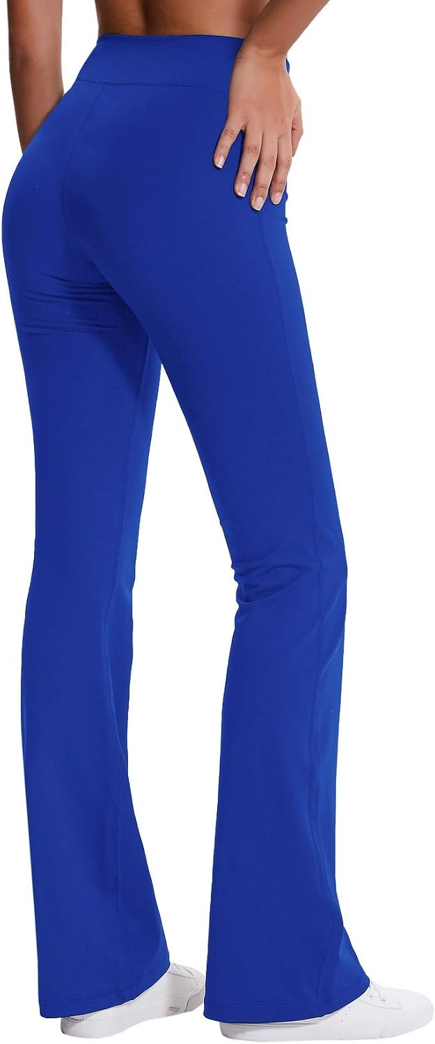 ChinFun Bootcut Wide Leg Yoga Pants with Pockets for Women Bootleg High Waist Workout Tummy Control Flare Work Pants