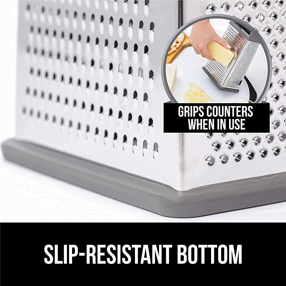Gorilla Grip Mortar and Pestle and Box Grater, Both in Gray Color, Granite Mortar and Pestle Holds 2 Cups, Grater is 4-Sided, Includes Detachable Container, 2 Item Bundle image 5