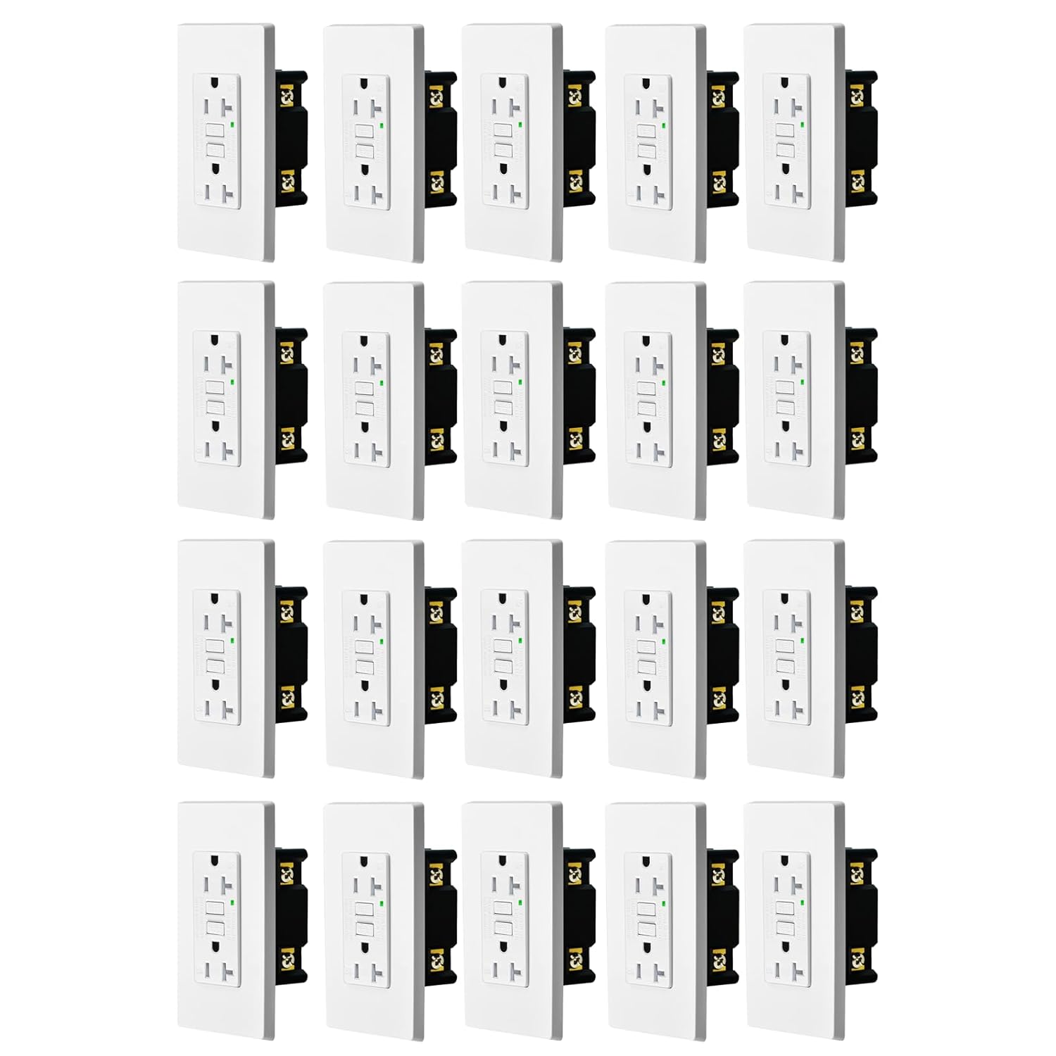 GFCI Outlet 20Amp,Gfi Elecical Outlet 20a,Outdoor GFCI Receptacles TR Tamper Resistant,GFCI 20A GFCI Outlets Weather Resistant WR,SuperInk Decor Wall Plates Included, ETL Listed, White,20 PK