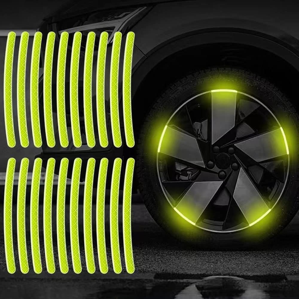 REDWIND Anti-Collision Glow in The Dark Wheel Rim Stickers Night Reflective Tape Warning Sticker for Decoration Universal for All Cars Bikes Motorcycles Bicycle Trucks and etc(20 Strips) (Neon)-image-18