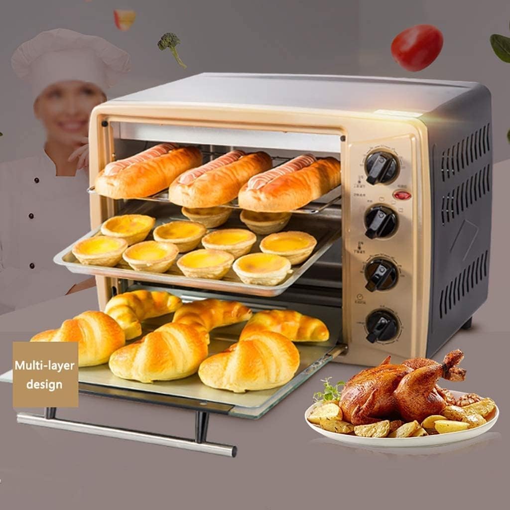 Forno elettrico,Forno a convezione Mini Forno elettrico multifunzione di grande capacità da 30 L, forno elettrico automatico a casa da 1500 W, forno elettrico multistrato a controllo indipendente