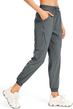 linlon Womens Hiking Cargo Pants,Lightweight Quick Dry Capri Pants Athletic Workout Casual Outdoor Zipper Pockets #2071-Grey-M