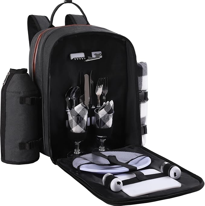 Picnic Backpack for 2 Person Set (Black)