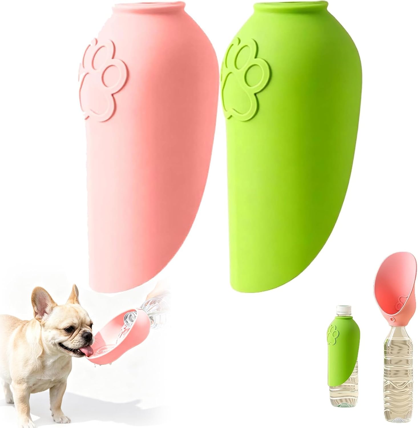 Silicone Dog Water Bottle Adapter, Foldable Leaf Shape Food-Grade Silicone Dogs Travel Water Cup, Universal Spout Fits Most Standard Water Bottles, Outdoor Feeder for Dog Walking Trips (Mix)