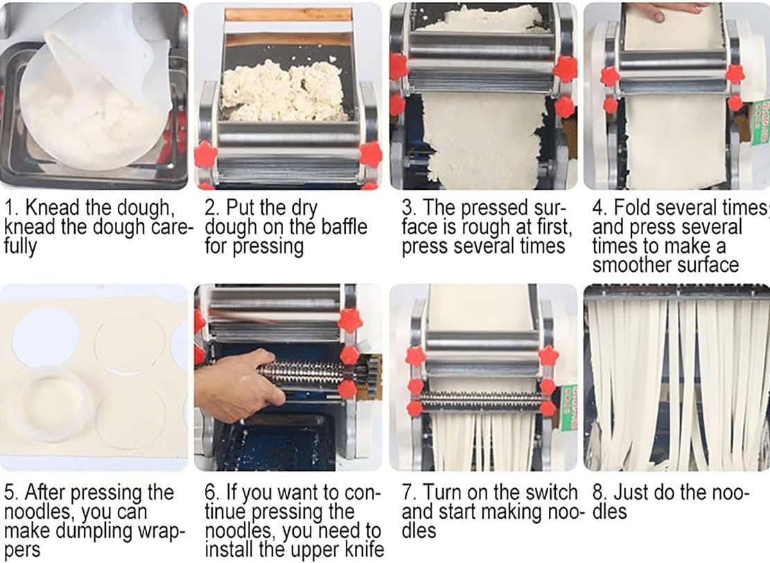 550W Electric Pasta Maker Commercial Dough Sheeter & Noodle Maker for Homemade Fresh Spaghetti, Lasagna, Ravioli, and Dumplings in Just 10 Minutes(Color:FKM200)
