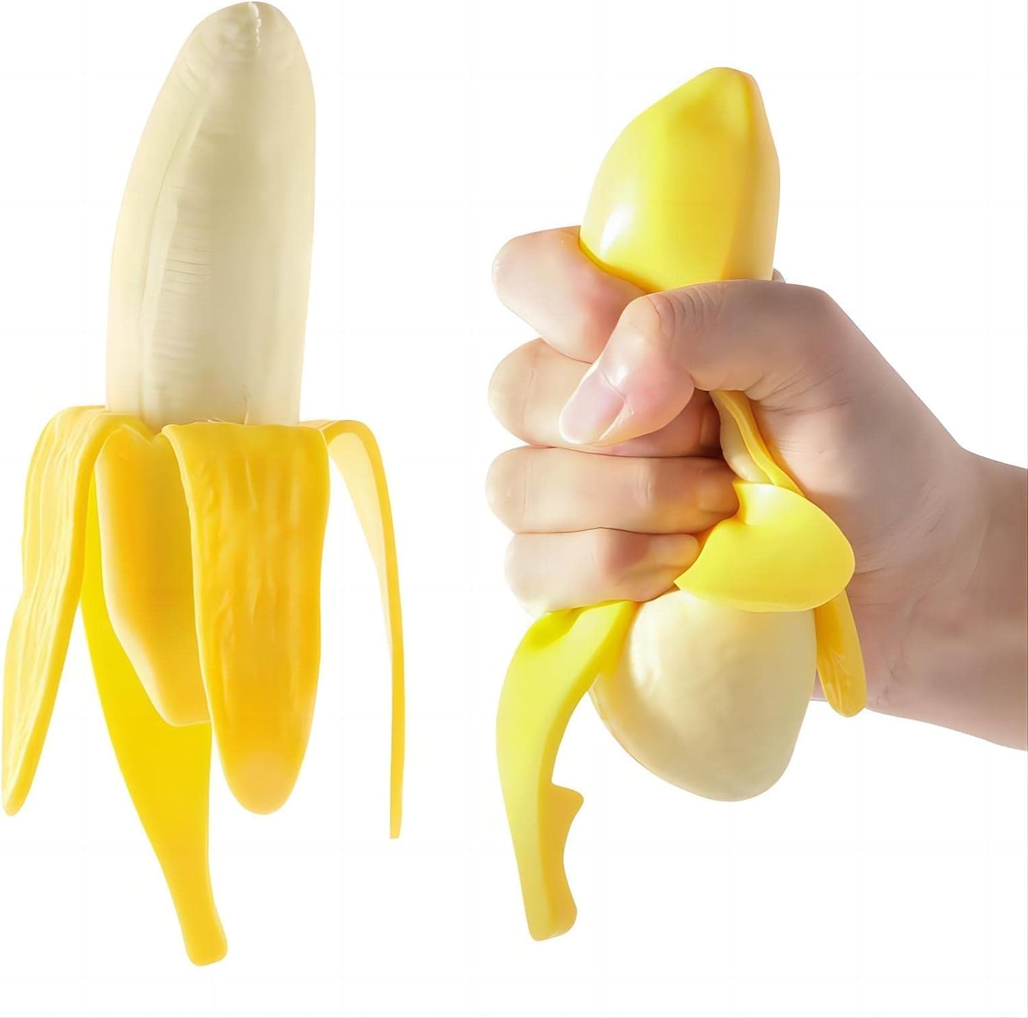 Banana Decompression Toy, Squishy Simulation Banana Squeeze Toys, Squeeze Pull Banana Stress Relief Novelty Toy, Super Soft Scent for Stress Relief, Birthday Party Favors for Teens Adults