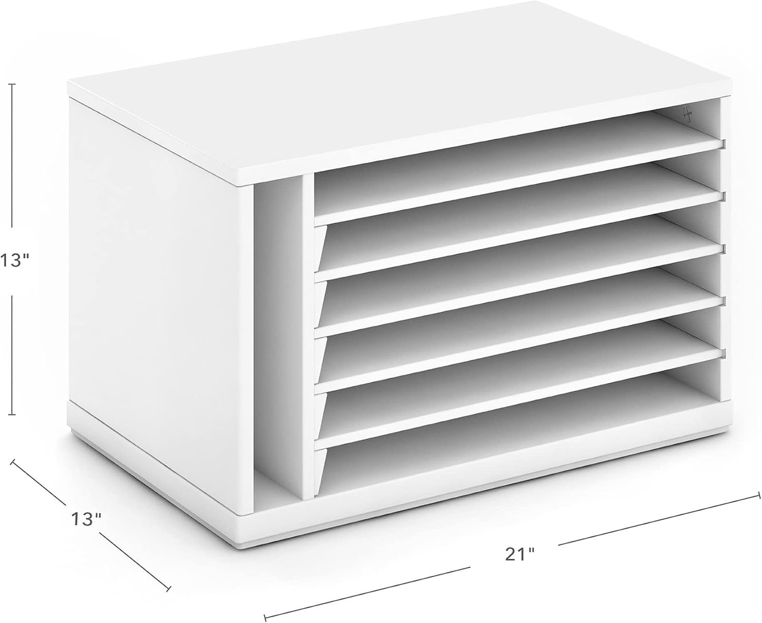 Martha Stewart Crafting Kids' Paper Organizer - Linen White, Tabletop Construction Paper Storage with Compartments, Wooden 6 Tray Sorter
