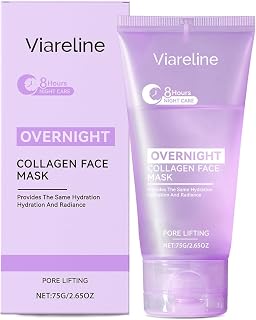 Overnight Collagen Face Mask with Hyaluronic Acid, Glycerin and Niacinamide, 8-Hour Intensive Hydrating, Pore Minimizing and Firming Night Treatment, Nourishing Sleep Mask, 2.65 oz