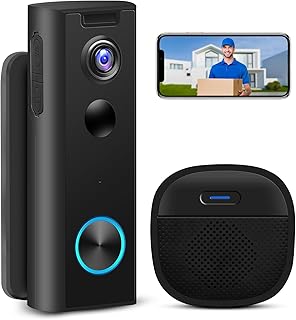 KAMEP Wireless Video Doorbell Camera with Chime,Battery Powered WiFi Smart Door Bell Camera Voice Changer, PIR Motion Dete...