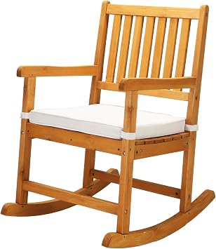 VINGLI Oversized Rocking Chair, Wooden Rocking Chair with High Back, Outside Porch Rocking Chair for Patio, Yard, Garden, 550 LBS, Teak Teak, 1 PC