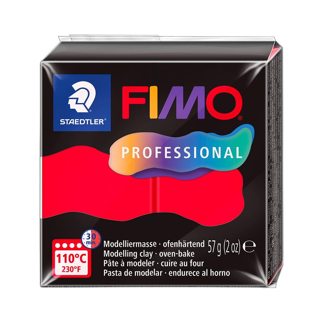 STAEDTLER FIMO Professional 8040 8040-200 Oven Hardening Modelling Clay, Especially for Professionals and Artists, Single Product Pure Red