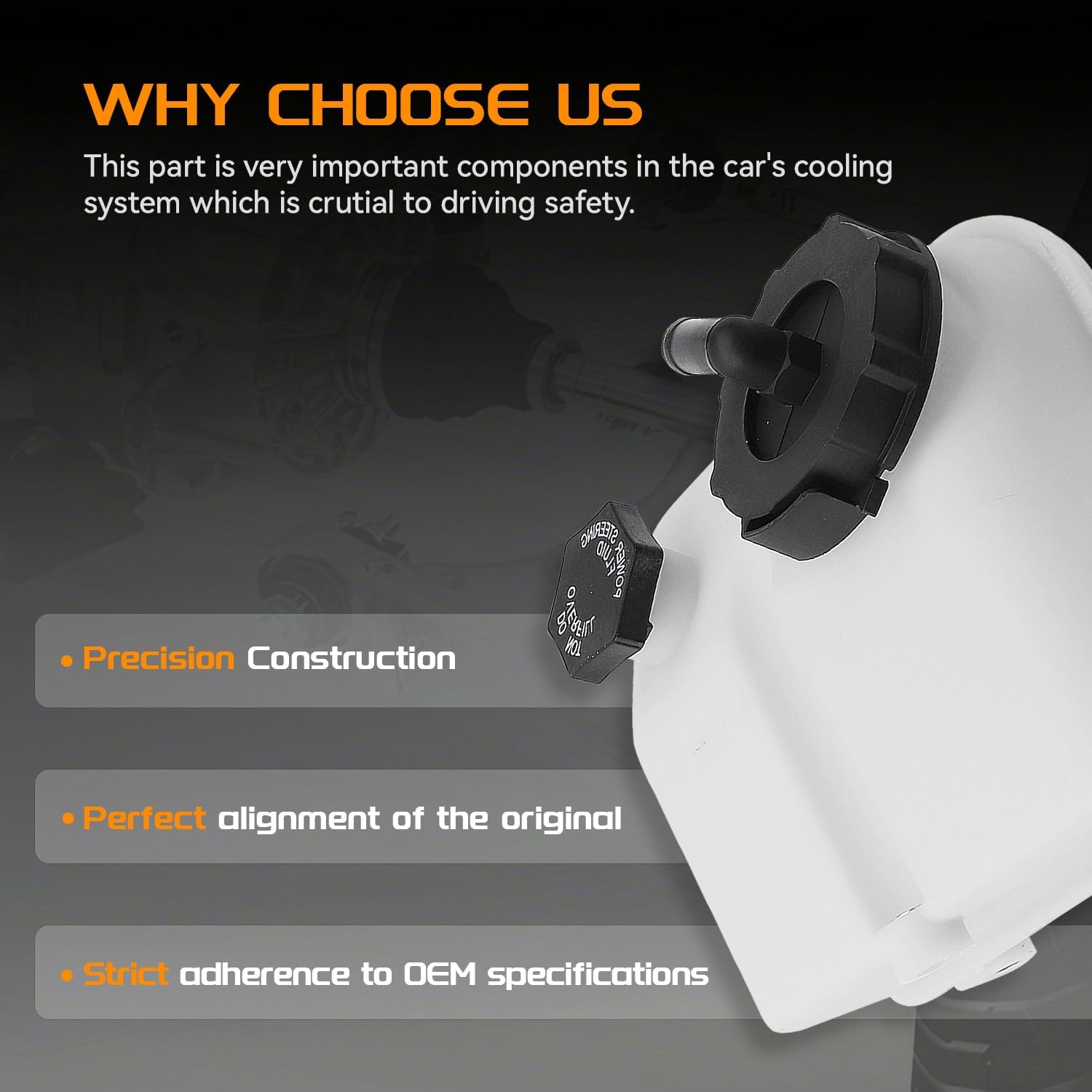 Power Steering Reservoir Tank Bottle with Cap Compatible with Freightliner M2 2008 2009 2010 2011 2012 2013 2014, Replace# A1419133000 A1414796003