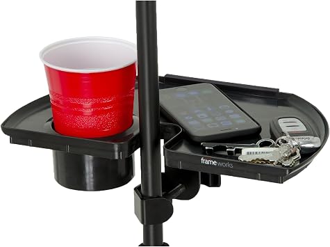 Gator Frameworks Mic Stand Accessory Tray with Drink Holder, black (GFW-MICACCTRAY)