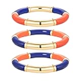 3 Pack Game Day Bracelets for Women Bamboo Tube Bangles Bracelets Chunky Curved Stacking Football Stretch Bracelets Game Day Jewelry Accessories Sports Fan Gifts