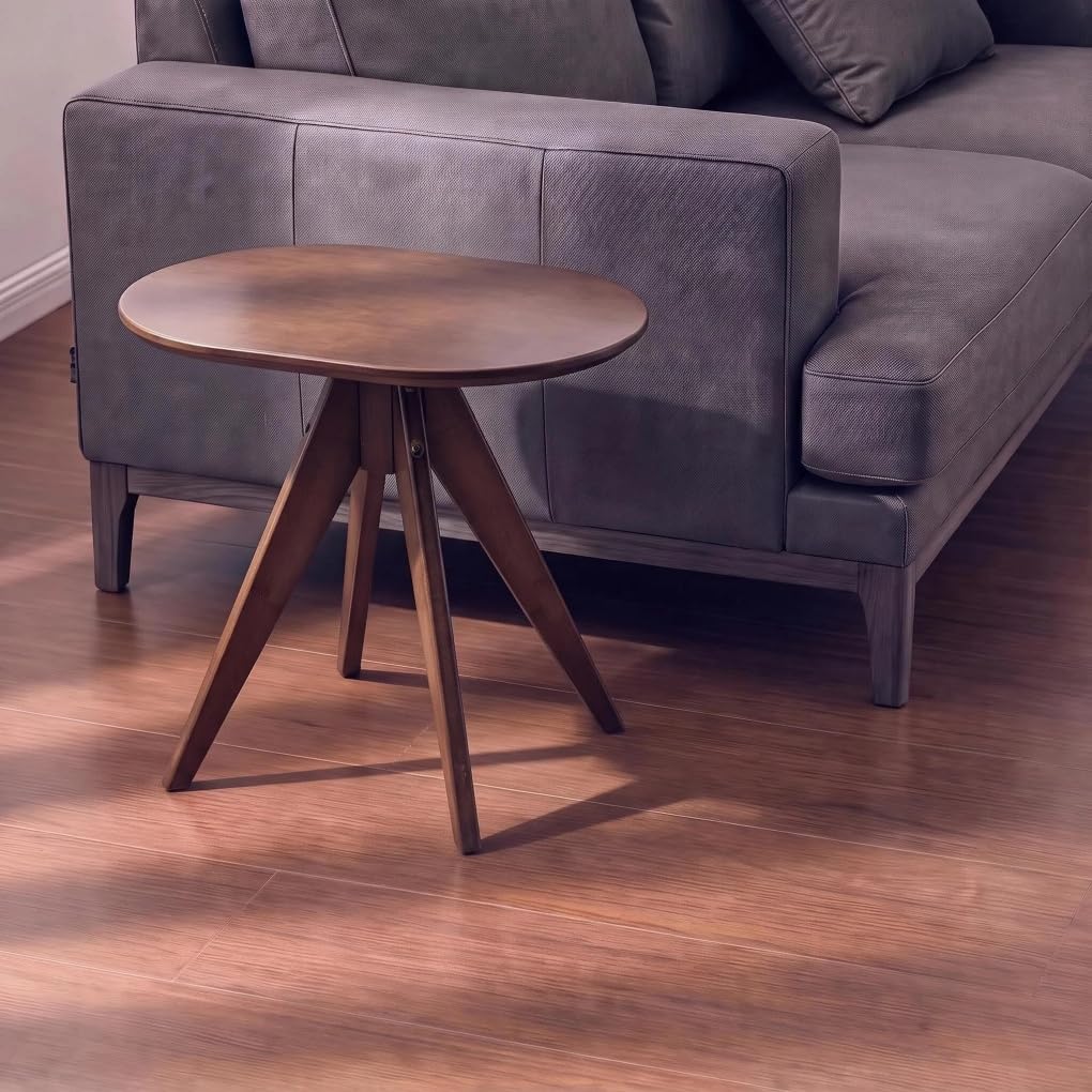 DeKeLaiFu Slim Oval Side Table, Small Coffee Table End Table Sofa Table for Living room, Bedroom, Bamboo Solid Wooden Night Stand Bedside Table, Garden Balcony Snack Tables, 50(L) x 35(W) x 45(H) cm
