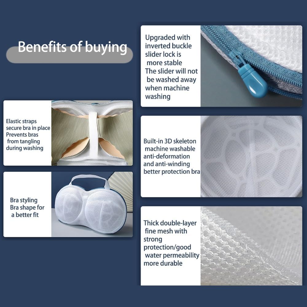 Polyester Mesh Lingerie Washing Bag Anti-deformation Drawstring Easy-clean Fine-hole Delicate Bra Wash Laundry Bag(Blue)