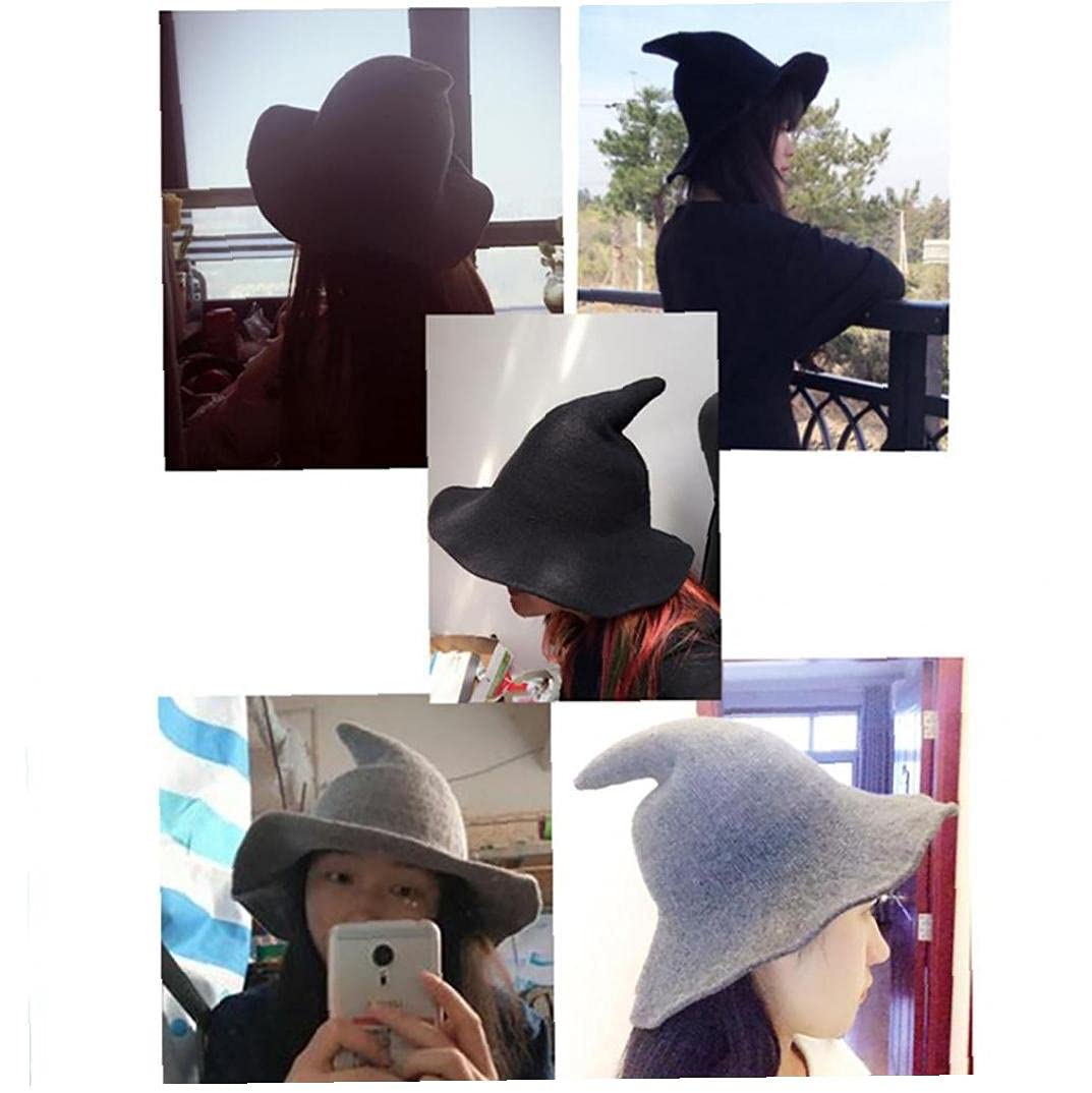 Froiny Women Magic Witch Hat Knitted Wool Hats Female Cosplay Costume Accessory for Halloween Party Masquerade, Navy