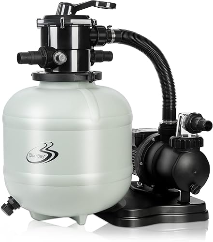 BlueBay - Bomba de filtro de arena de 15 pulgadas, 12 HP  2250 GPH para piscinas sobre el suelo de hasta 1000 galones, válvula de 7 vías, fácil