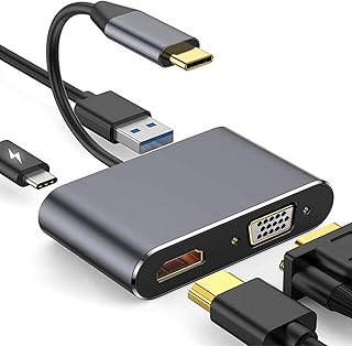 موزع USB نوع C، تصميم متعدد المنافذ 4 في 1 مع توافق HDMI/VGA/USB3.0/PD من سيركل ام